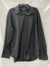 Arrow Slim Fit Mens Black Polyester Button Up Dress Shirt Size XL
