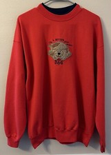 Vintage Life Is Better With A Dog Cute Puppy Sweatshirt Large Red Preowned
