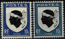 FRANCE 1946 ARMOIRIES CORSE    YT n° 755 Neuf ★★ luxe / MNH VARIÉTÉ DE COULEURS