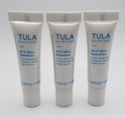 3x Tula 24/7 Ultra Hydration Triple Hydra Complex Day & Night Serum .24oz/7ml