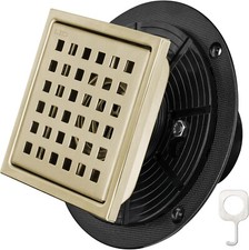 4'' Square Floor Shower Drain, Lattice Square Perforated Pattern Easy Cleaning R