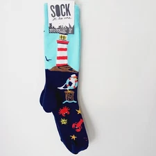 Sock It To Me Crew Men Women Lighthouse Seagull Crab Lobster Sea Ocean NWT NEW