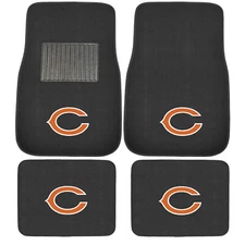 New 4pcs NFL Chicago Bears Car Truck Front Rear Carpet Floor Mats Set