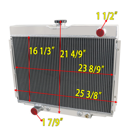 3-Row Aluminum Radiator For 1967-70 Ford Mustang, 1963-69 Fairlane