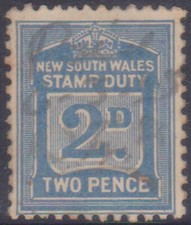 (F123-17) 1917 NSW 2d blue stamp duty (Q)