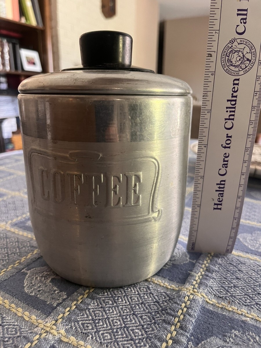HELLER'S CAFE ベスト 40 Vintage Canister Spun ALUMINUM L HELLER Hostess Ware ITALY #794