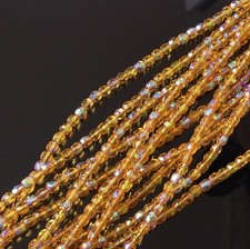 200 Fine Trade Czech Light Topaz AB Round Faceted fire Polished Glass beads-4mm