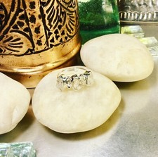 Genuine 925 Sterling Silver 3 Herkimer Diamond Gemstone Ring Size 8