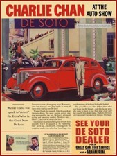 DeSoto, De Soto Automobile w Charlie Chan Metal Sign: 9x12" & Ships Free