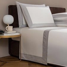 1150 FRETTE 1860 BOLD COTTON SATEEN QUEEN SHEET SET MILK SCOGLIO GRAY ITALY NEW