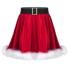 Kids Girls Christmas Santa Claus Skirts Xmas Velvet Skirt Fancy Dress Up Costume
