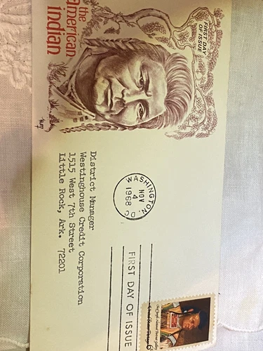 Salute to the American Indian First Day Cover, Postal Stamp November 4, 1968 FDC