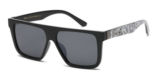 LOCS Sunglasses Bandana Printed Legs Retro Flat Top Plastic Frame Dark Lens Men. - Picture 8 of 9