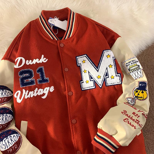 Retro Letter Embroidered Jackets Coat Men Street Hip Hop Trend Baseball Uniform