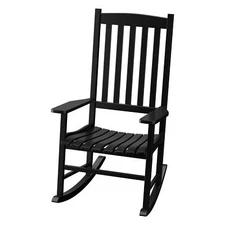 Outdoor Rocking Chair High Back Porch Rocker Chair for Lawn Garden Indoor Black