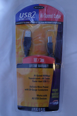 Belkin USB 2.0 Hi-Speed cable, 10 , A plug to B plug, Windows and Mac compatible