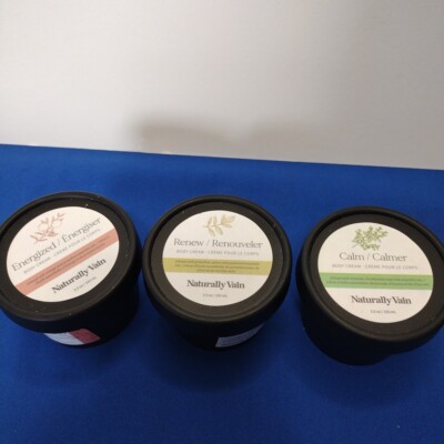 3 Naturally Vain Calm,  Energized & Renew Essential Oil Body Cream 3.5oz/130ml