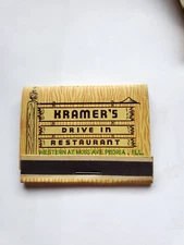 Kramer's Drive In Restaurant Western & Moss Peoria Illinois Unstruck Matchbook