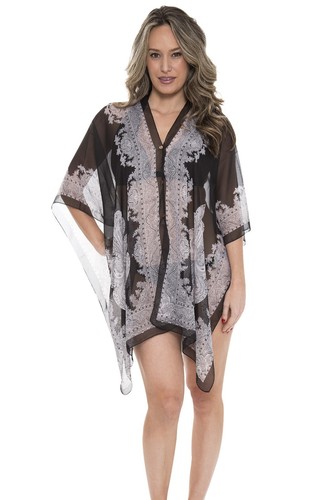 ComfyLuxe Paisley Pattern Cover-Up Poncho - Picture 5 of 20