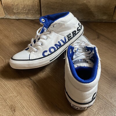 Converse Kids Chuck Taylor All Star Axel Mid Top Shoes 665819F White/Blue Sz 4