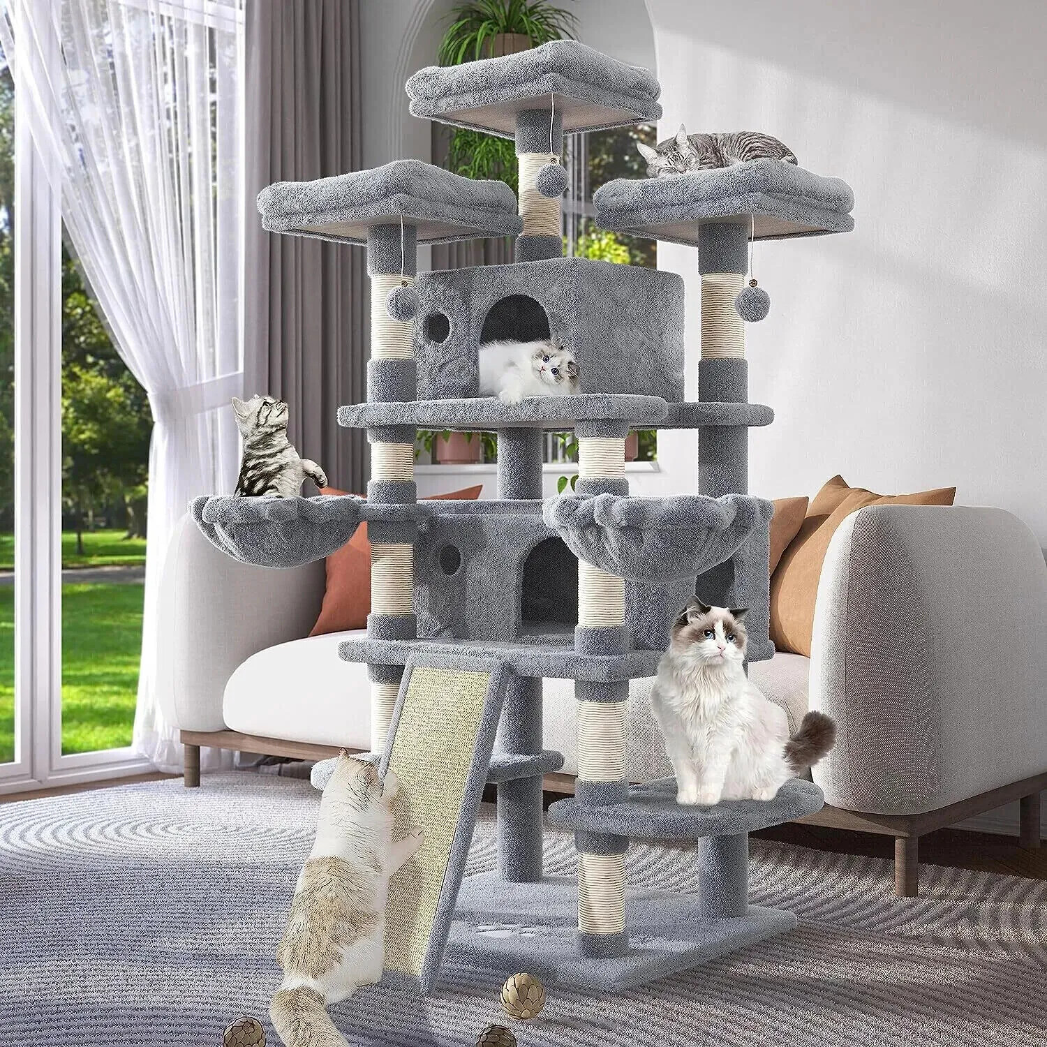 68 Inches MultiLevel Large Cat Tree for Cats/Big Cat Tower/Cat Condo