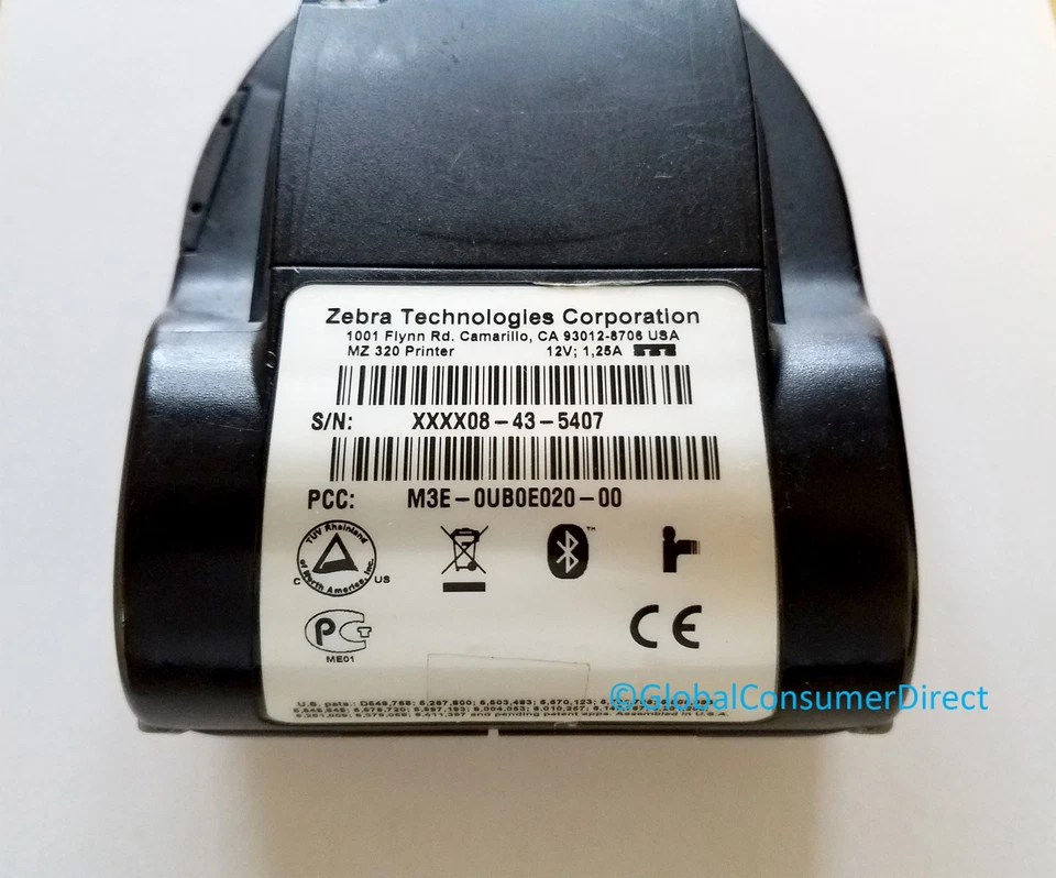 Zebra MZ 320 MZ320 Mobile Thermal BLUETOOTH Wireless USB 3" Printer +NEW BATTERY - Image 3 of 4