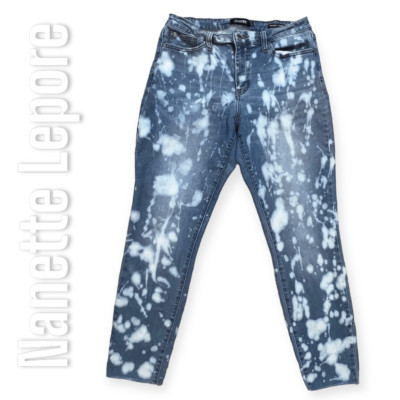 Nanette Lepore Gramercy Skinny Jeans Raw Cut Hemline Bleach Upcycled Women s 8