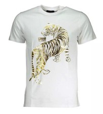 Cavalli Class  Shirt mit goldenem Tigerprit Runder Ausschnitt  L-XL-2XL