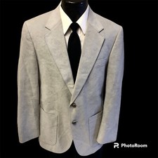 Vtg 70's McGregor SILVER Gray Sport Coat MoD FELTED Jacket Patch Pocket Blazer
