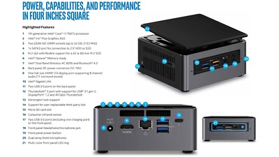 Intel NUC Mini Micro Tiny PC i7-7TH GEN 32GB RAM 1TB NVMe SSD WiFi