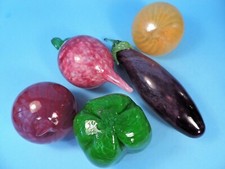 set of 5 HAND BLOWN GLASS FRUIT MINT