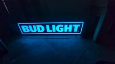 NEW IN BOX BUD LIGHT BEER LIGHT UP LED SIGN BRIGHT BOLD 48x12 With Dimmer
