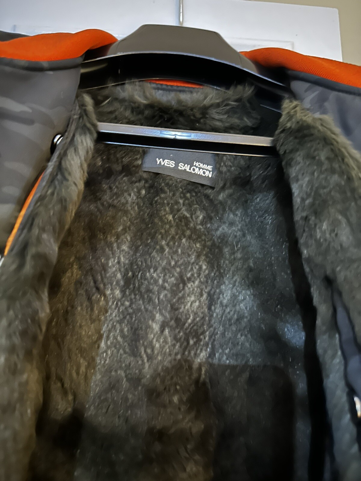 YVES SALOMON Giacca bomber foderata in pelliccia stampa mimetica B0277 con ricevuta ✅