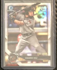 2018 Bowman Chrome Eduardo Diaz D-Backs Refractor SP #d 091/499 Card #BCP225