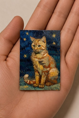 #ad #ad ACEO Art Print – Whimsical Orange Tabby Mini Painting Impressionist Cat Artwork $7.99