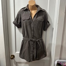 Ya Los Angeles Grey Studded Shirt Dress in S
