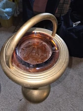 Vintage Ashtray Smoke Stand 28in Tall Metal & Glass