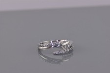 Sterling Silver Cubic Zirconia Accented Double Split Band Ring 925 Sz: 7