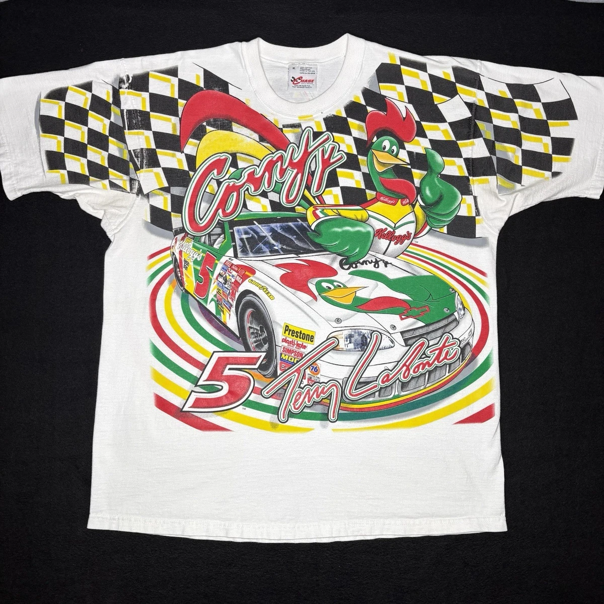 T-shirt Vintage Terry Labonte NASCAR 90s – Hanes, XL, Double Face, Blanc