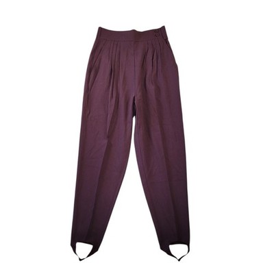 VTG 80s 90s Pleated Stirrup Pants 10P Plum Power Dressing NWT Workwear Tailored