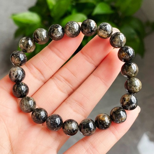 9.1mm Natural Black Rutilated Quartz Crystal Beads Bracelet - Picture 4 of 6