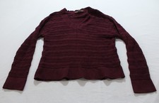 Loft Women's Stitchy V-Neck Pullover Sweater Top AP2 Smoked Garnet Size: XS