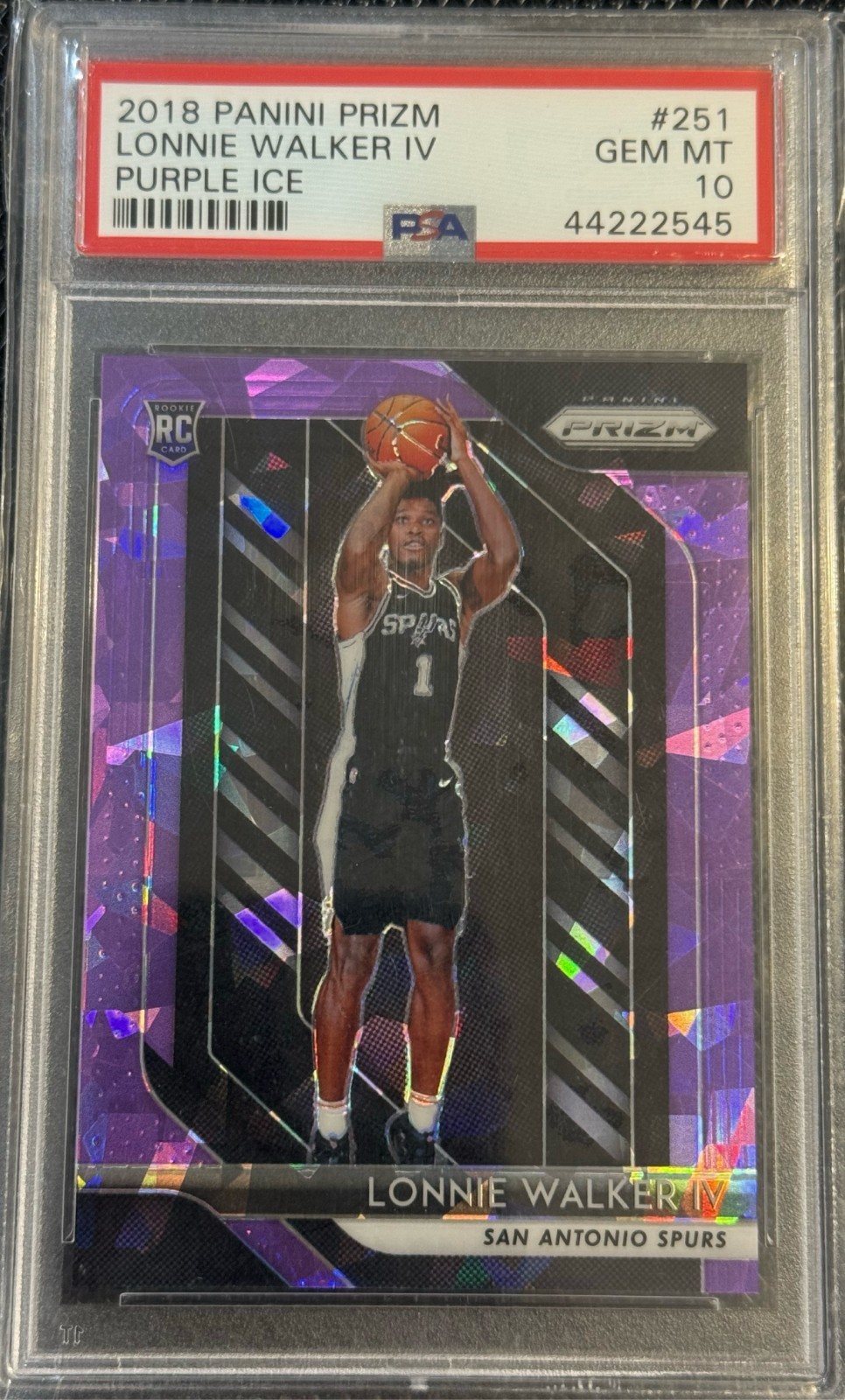 2018-19 Prizm Purple Ice Rookie Lonnie Walker RC #/149 PSA 10 San Antonio SPURS
