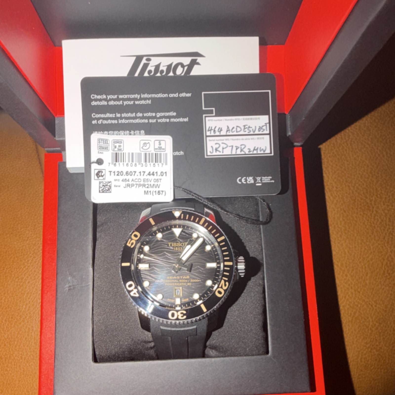 Tissot Seastar Automatic Diver 600m Sapphire Black Rubber w/ Box & Manual image 2
