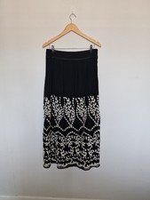 Per Una M S Skirt Size 12 Long Black Lined Embroidered