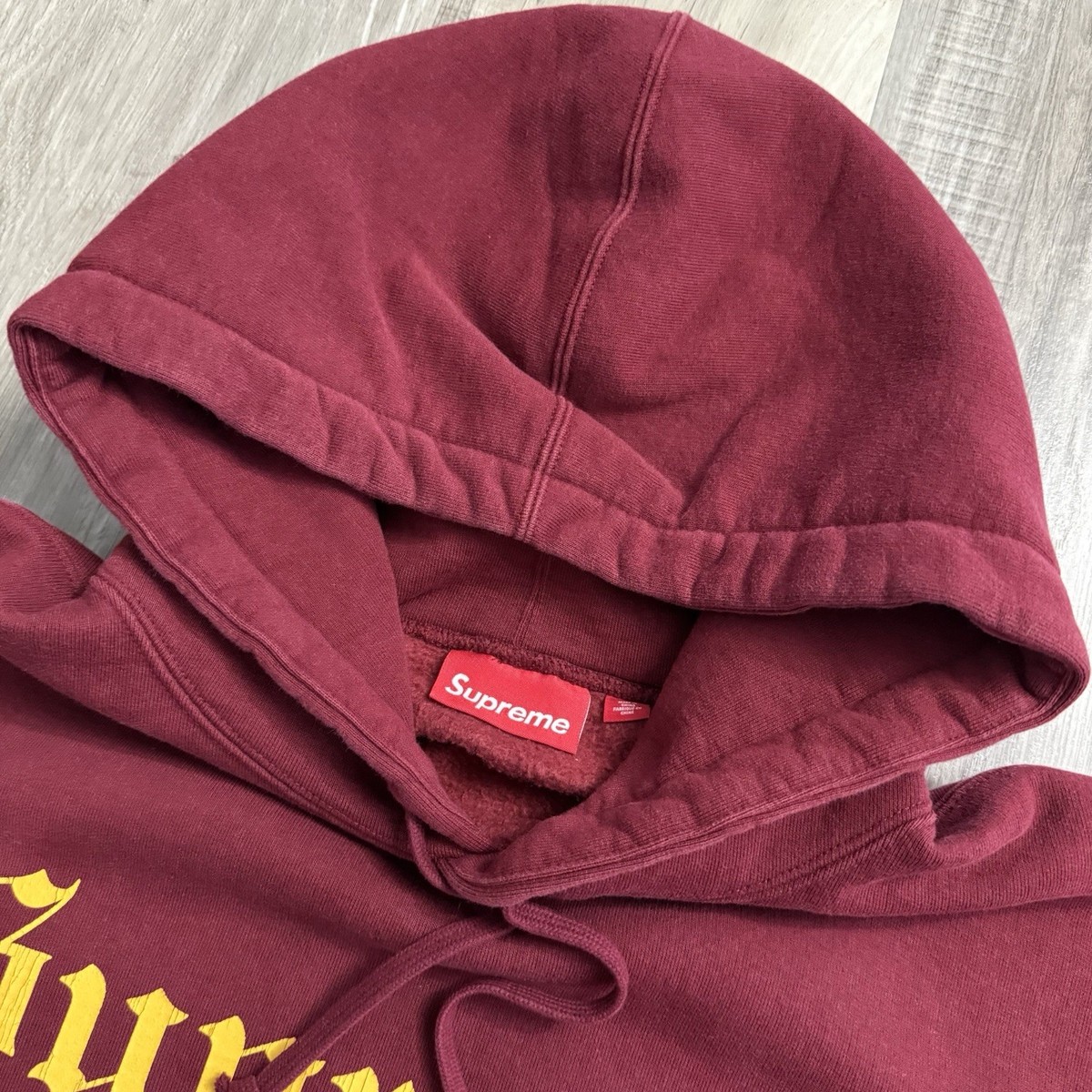 Supreme Washed Old English Hooded Sweatshirt Cardinal FW25 Men