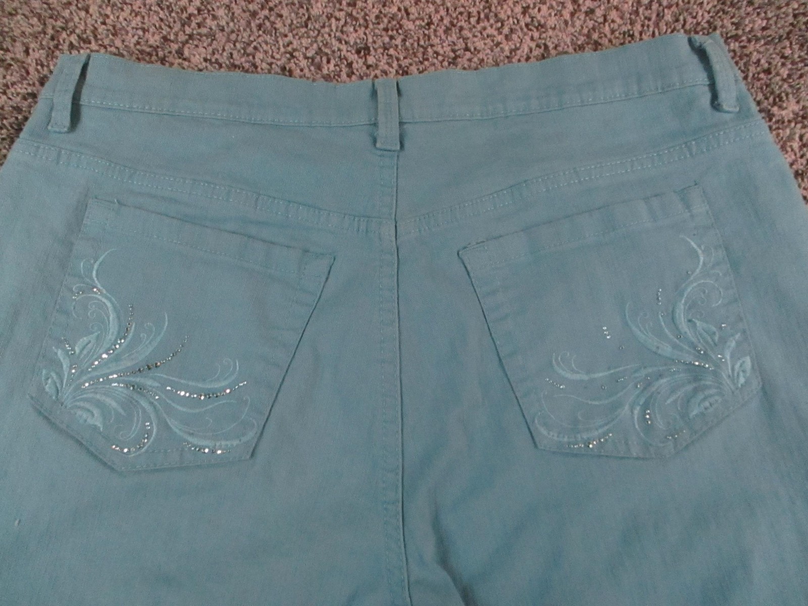 Womens 14p Blue High Rise Embellished 33x27