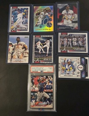 Ronald Acuna Jr Rookie PSA Lot 8 Cards Topps series 1/2 Base and Inserts Sharp!!