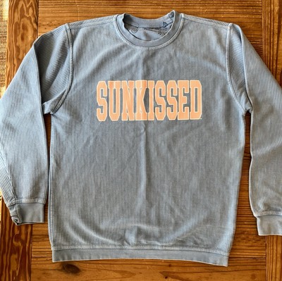Sunkissed Periwinkle Pink Lettering Over Sized Ribbed Sweatshirt S 100% Cotton