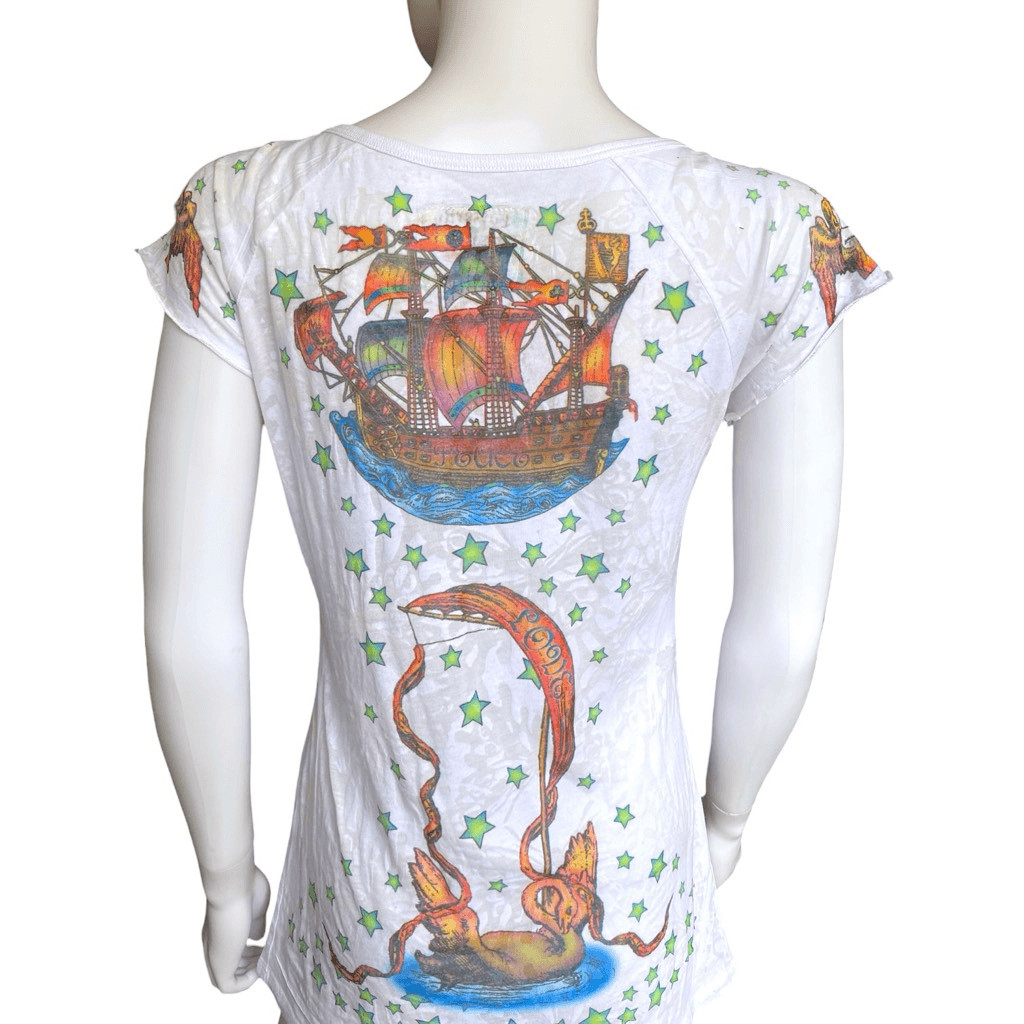 butterfly dropout cyber graphic burnout top View 4